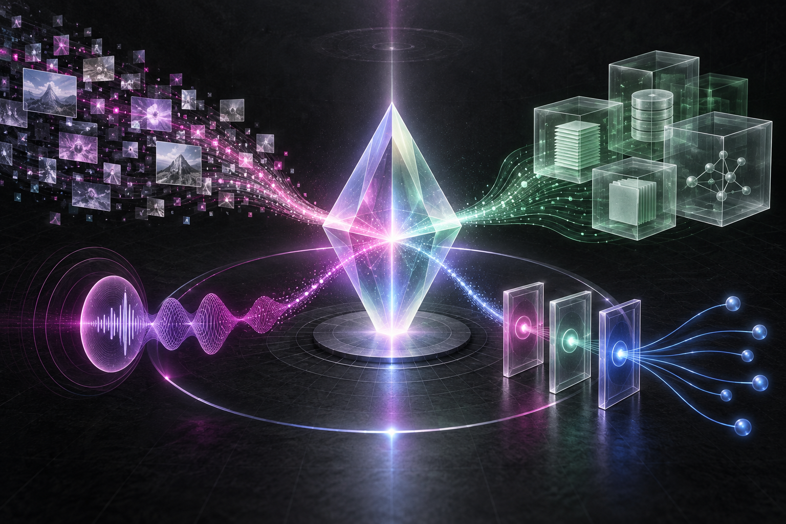 Abstract system connecting public search, enterprise knowledge, voice reasoning and permissioned agent actions